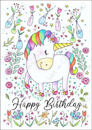 Happy Birthday Unicorn Floral